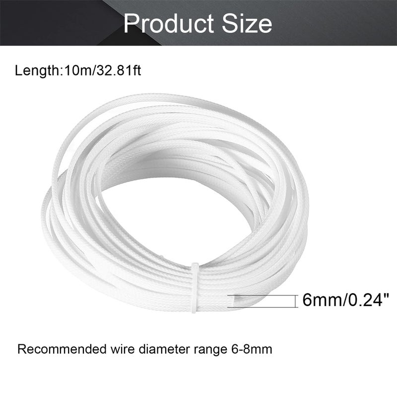 Othmro 32.8ft Length PET Flexible Expandable Braided Cable Sleeves 0.24inch Width Wire Loom Sleeving and Organizers Flexible Wire Mesh Sleeves for TV Audio PC Cords from Pets Chewing White - Image 2